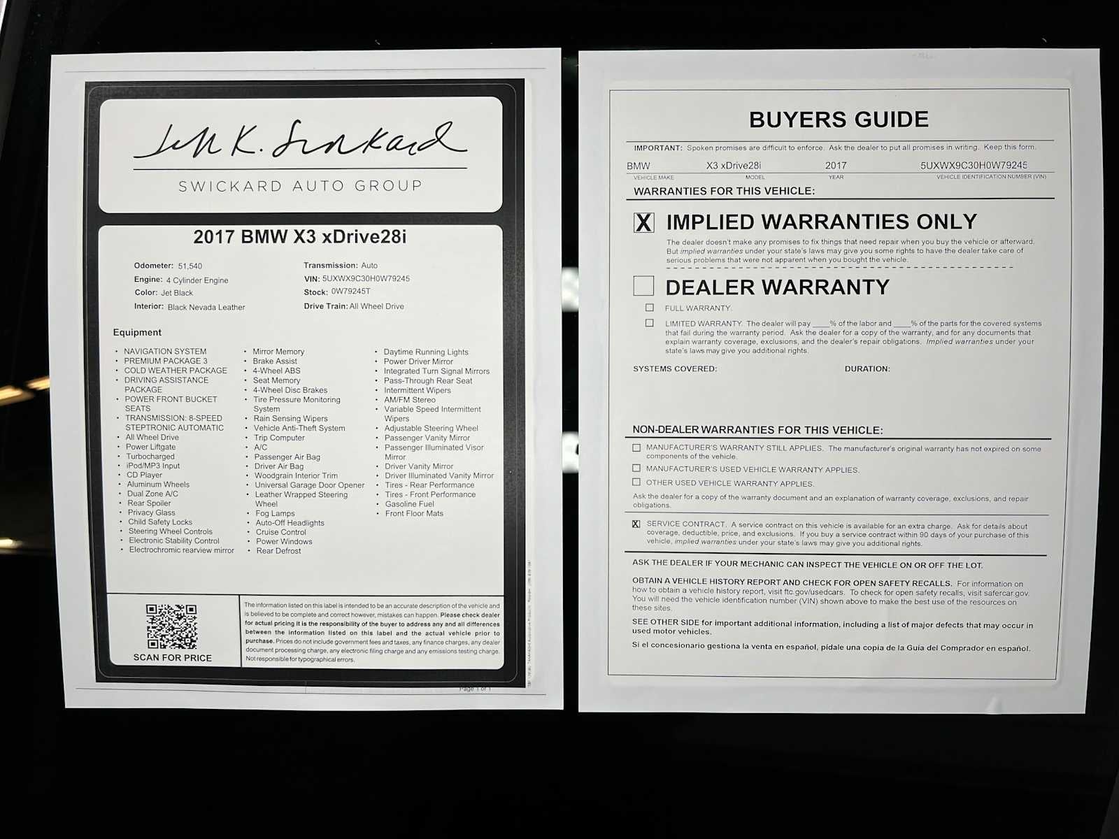 2017 BMW X3 xDrive28i xDrive28i