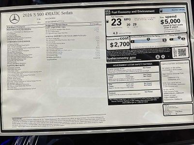 2026 Mercedes-Benz S 500 4MATIC® Sedan