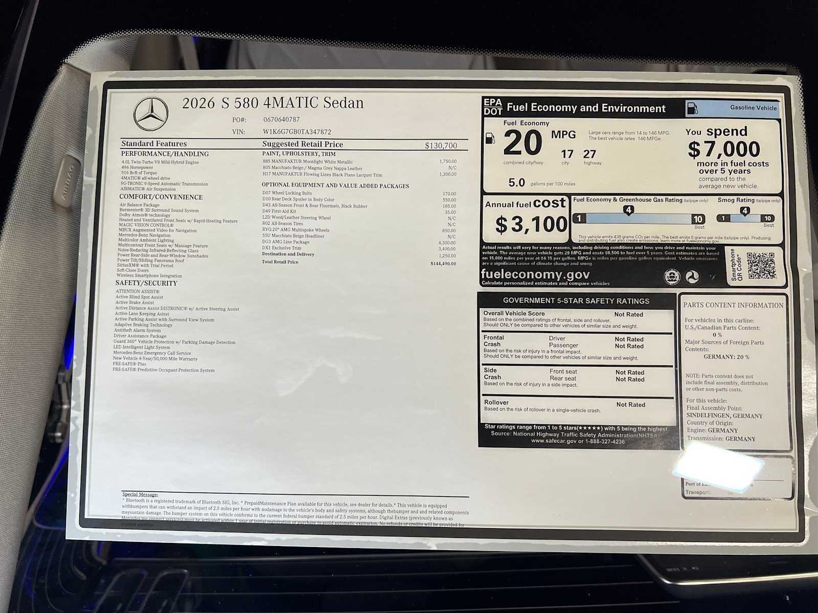 2026 Mercedes-Benz S 580 S 580