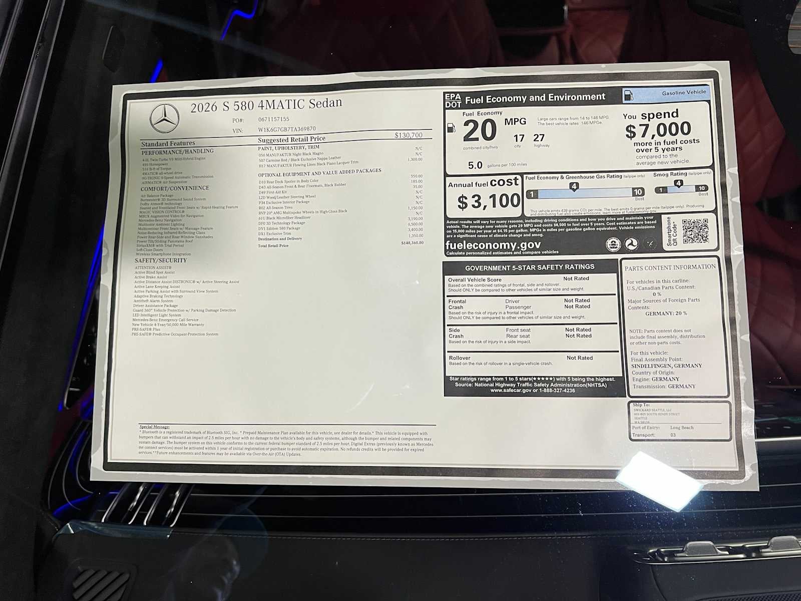 2026 Mercedes-Benz S 580 4MATIC® Sedan