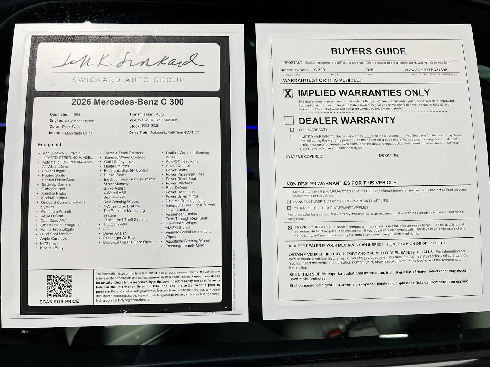 2026 Mercedes-Benz C 300 4MATIC® Sedan