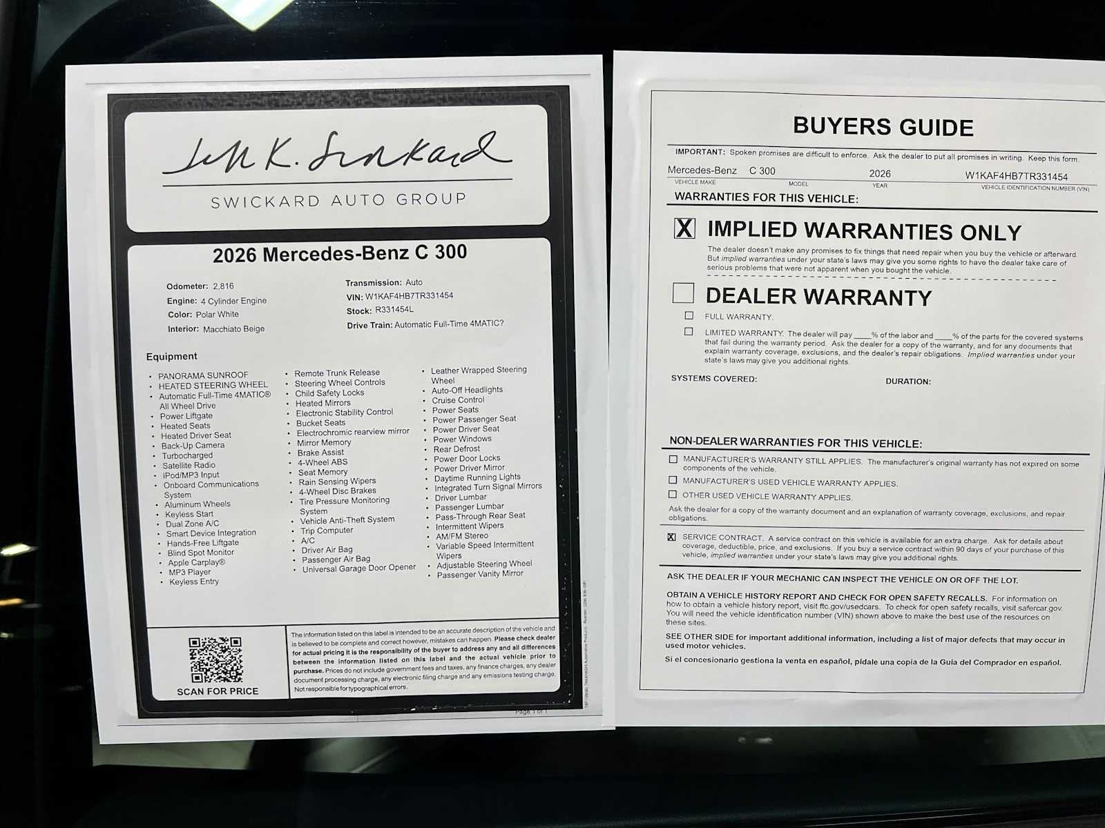 2026 Mercedes-Benz C 300 4MATIC® Sedan