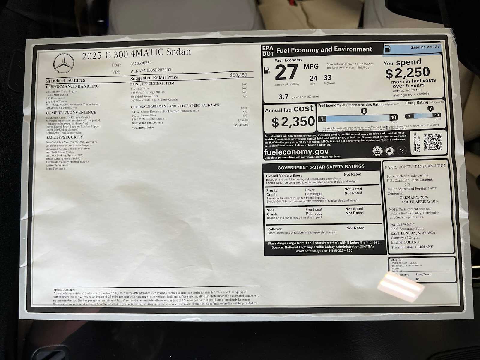 2025 Mercedes-Benz C 300 4MATIC® Sedan