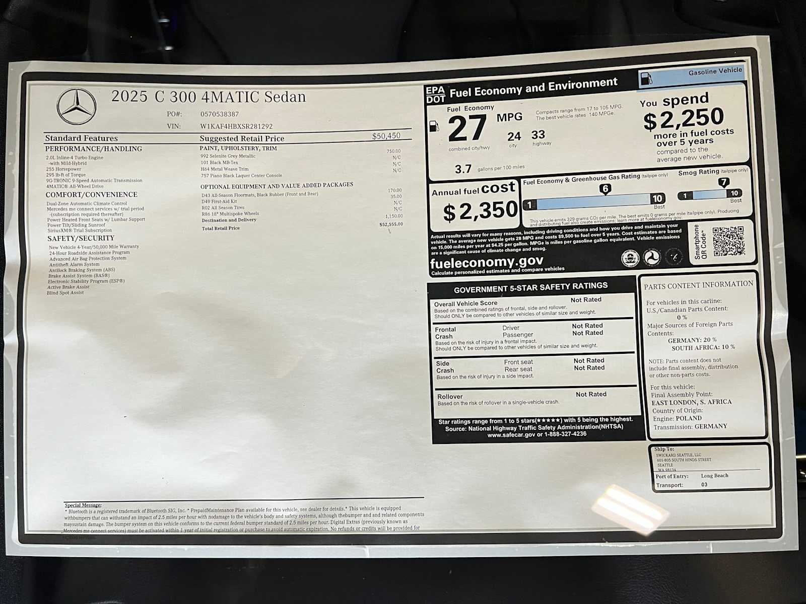 2025 Mercedes-Benz C 300 4MATIC® Sedan