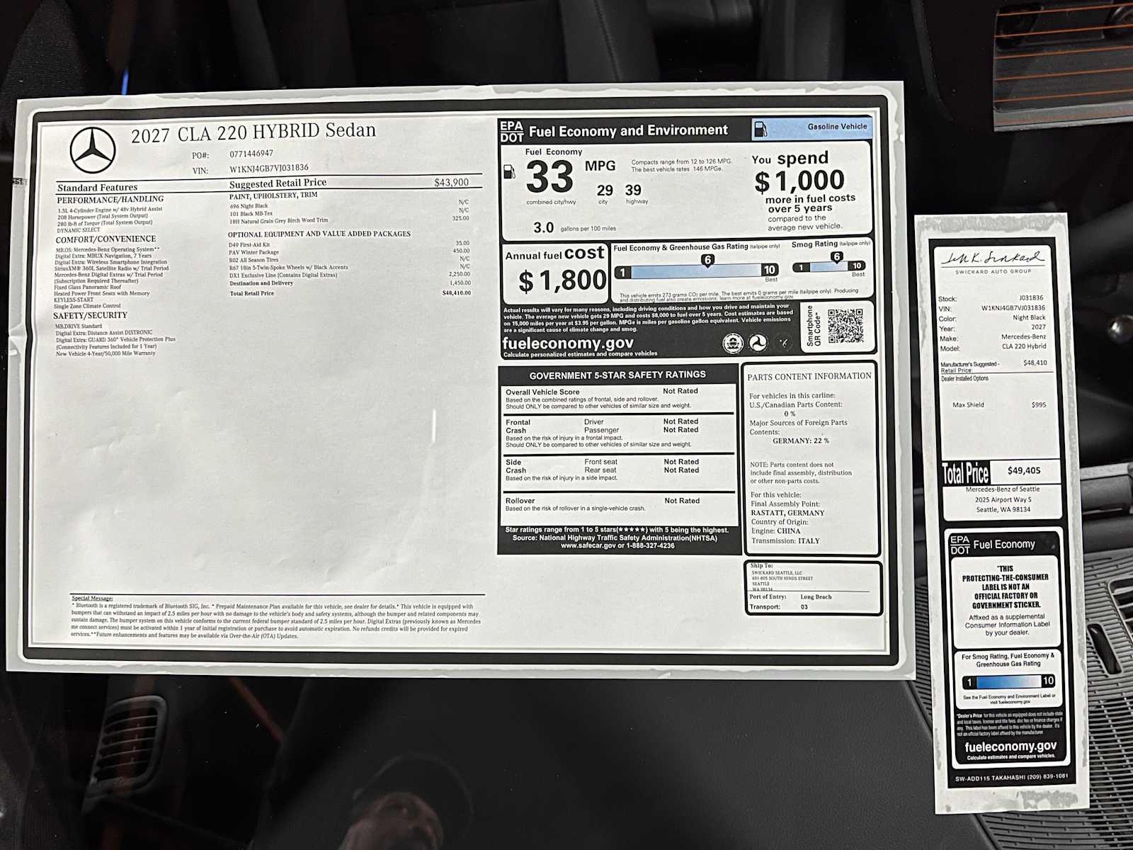 2027 Mercedes-Benz CLA 220 Hybrid FWD