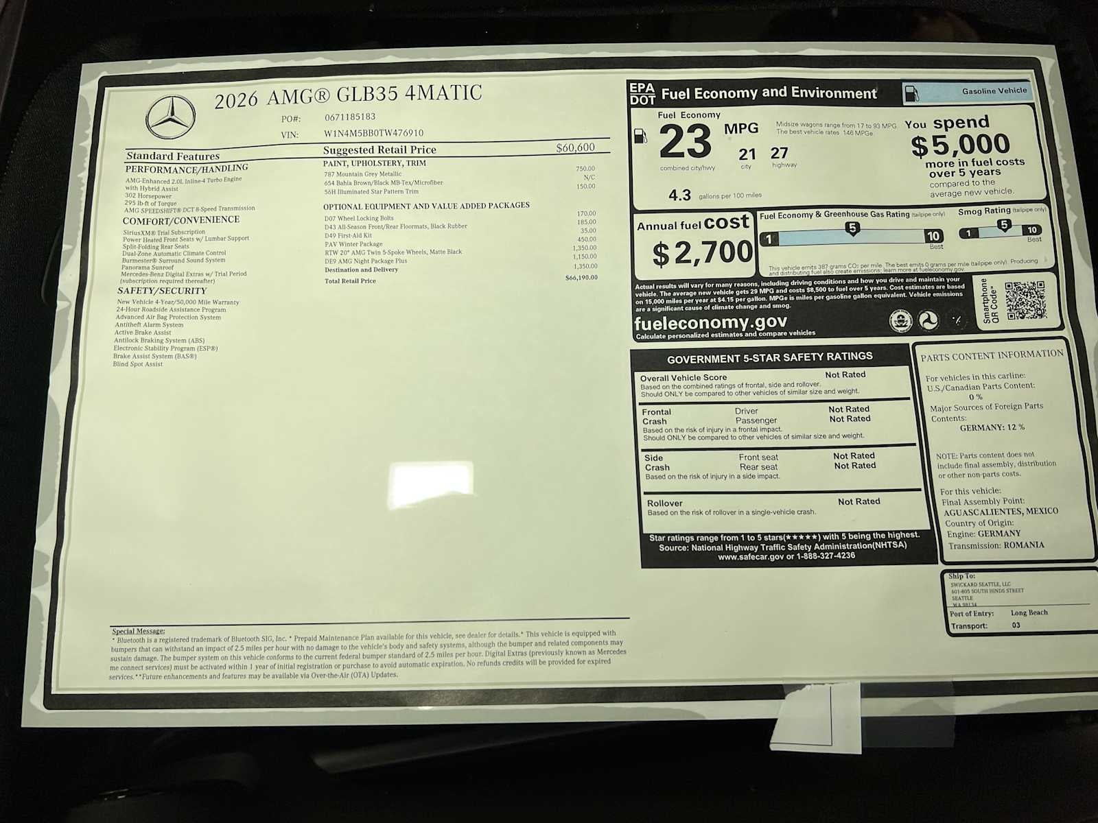 2026 Mercedes-Benz AMG® GLB 35 4MATIC® SUV