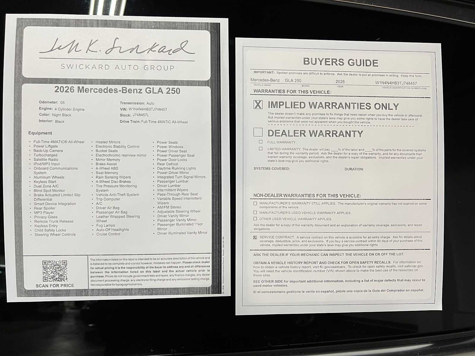 2026 Mercedes-Benz GLA 250 4MATIC® SUV