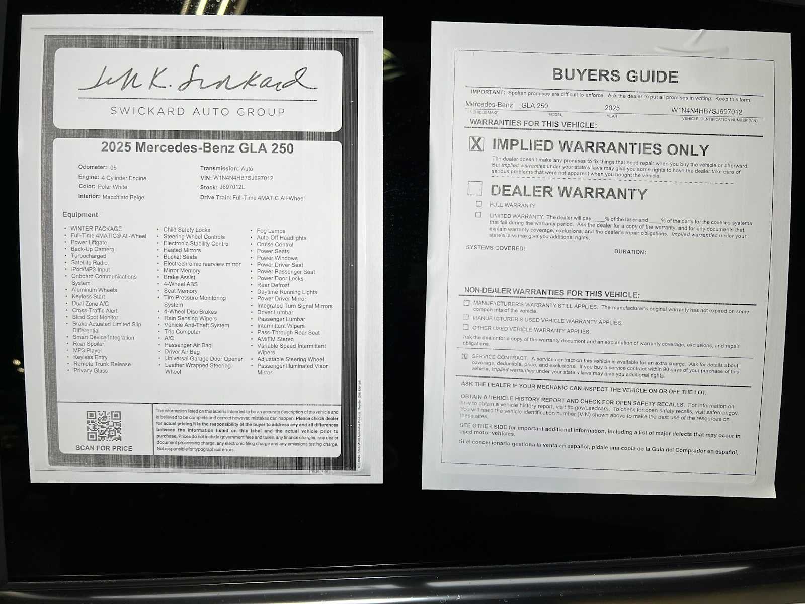 2025 Mercedes-Benz GLA GLA 250