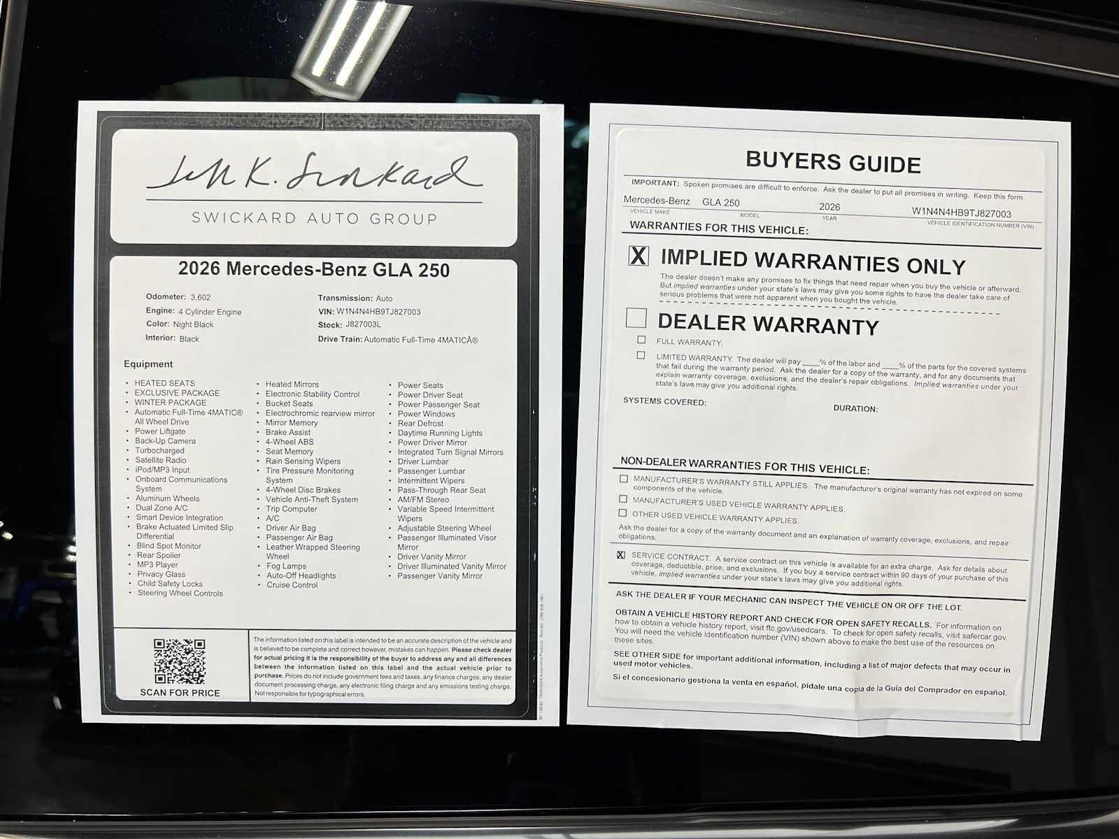 2026 Mercedes-Benz GLA 250 4MATIC® SUV
