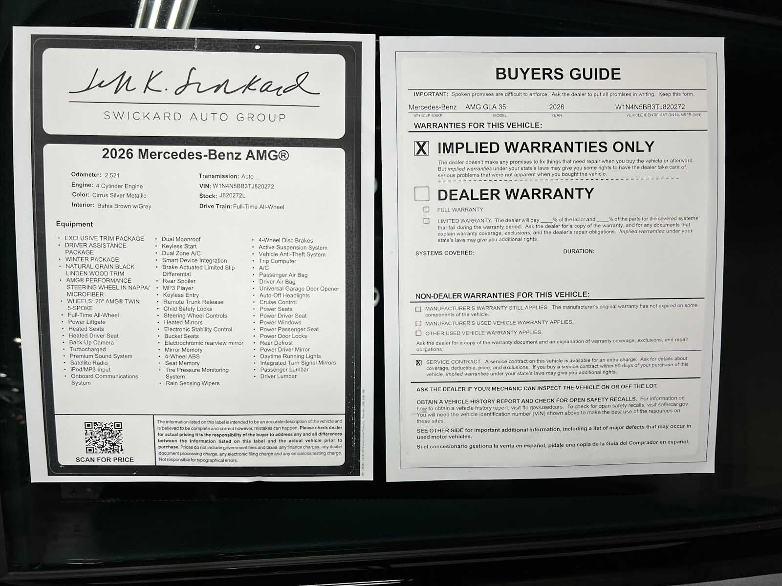 2026 Mercedes-Benz AMG® GLA 35 4MATIC® SUV