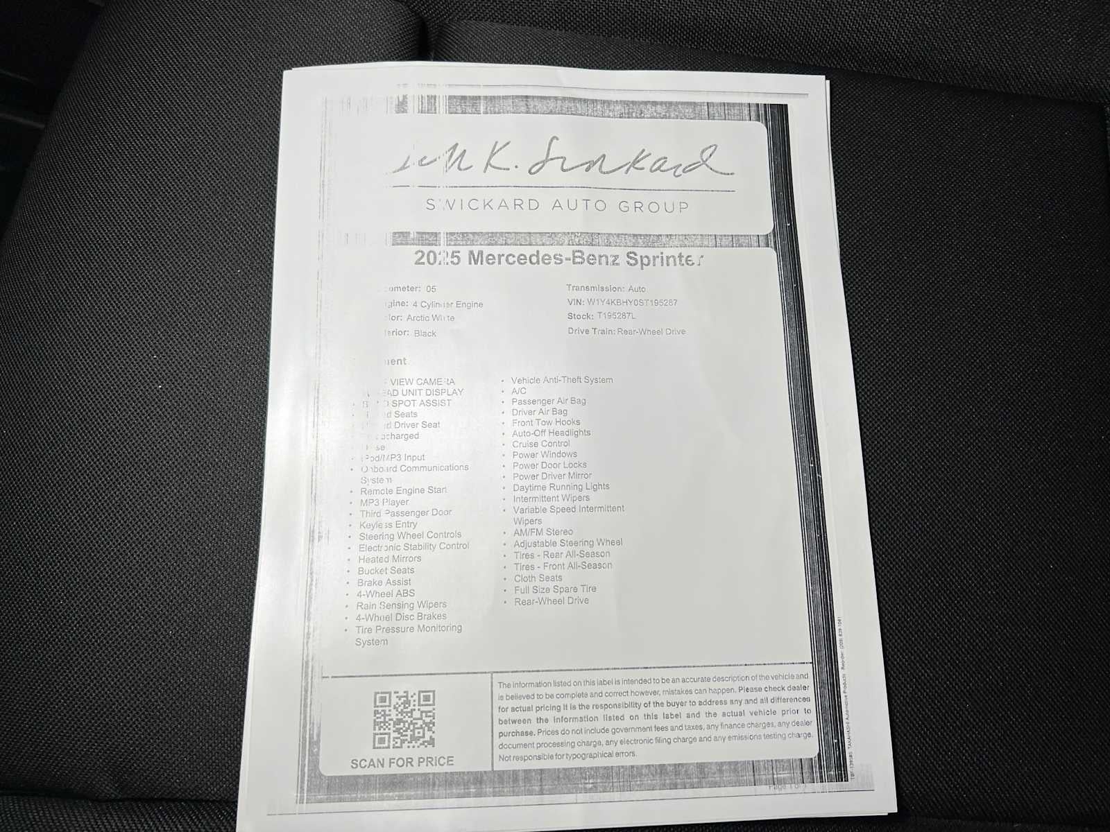 2025 Mercedes-Benz Sprinter 2500 Standard Roof I4 Diesel 144" RWD