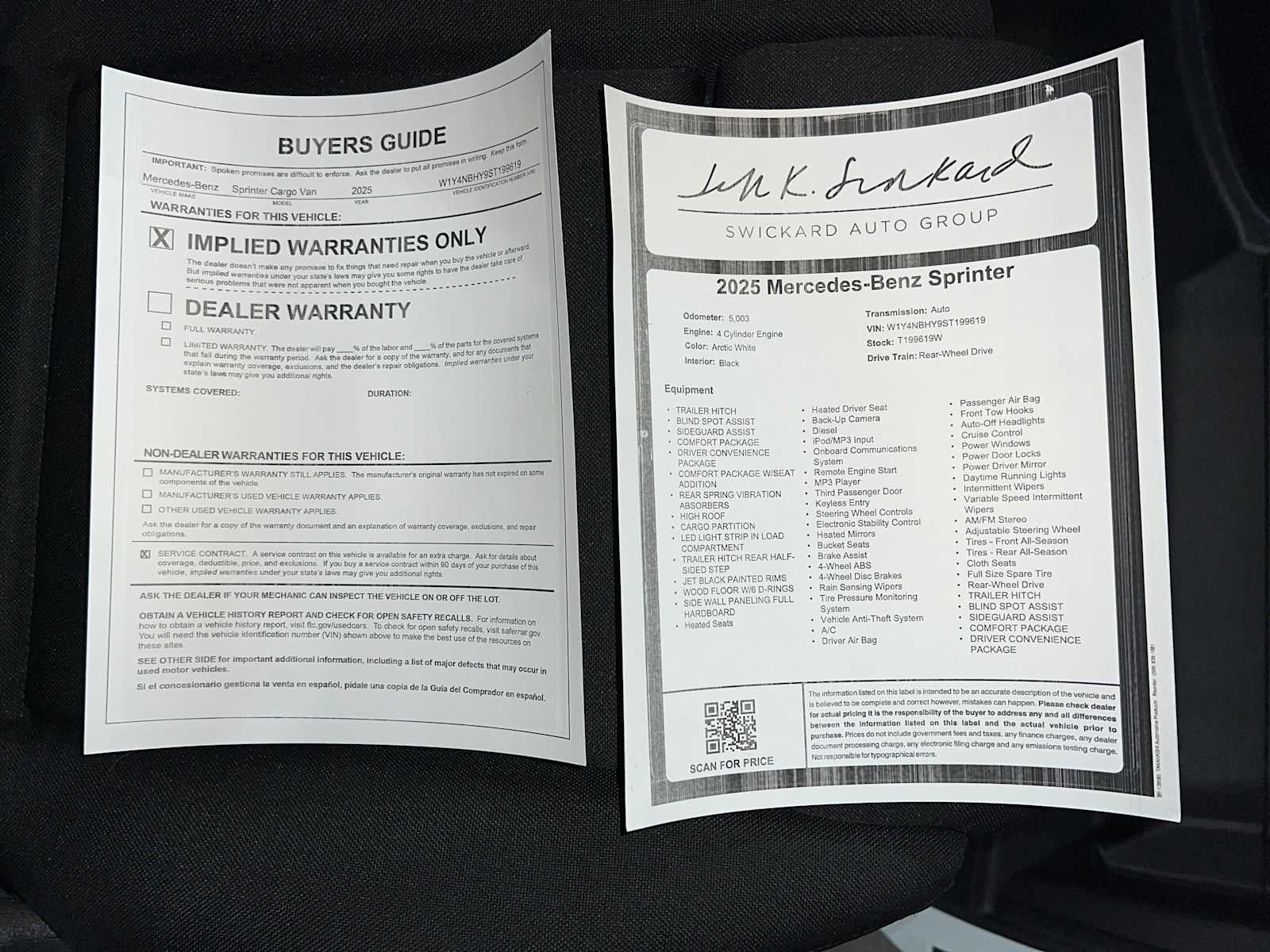 2025 Mercedes-Benz Sprinter 2500 Standard Roof I4 Diesel HO 144" RWD