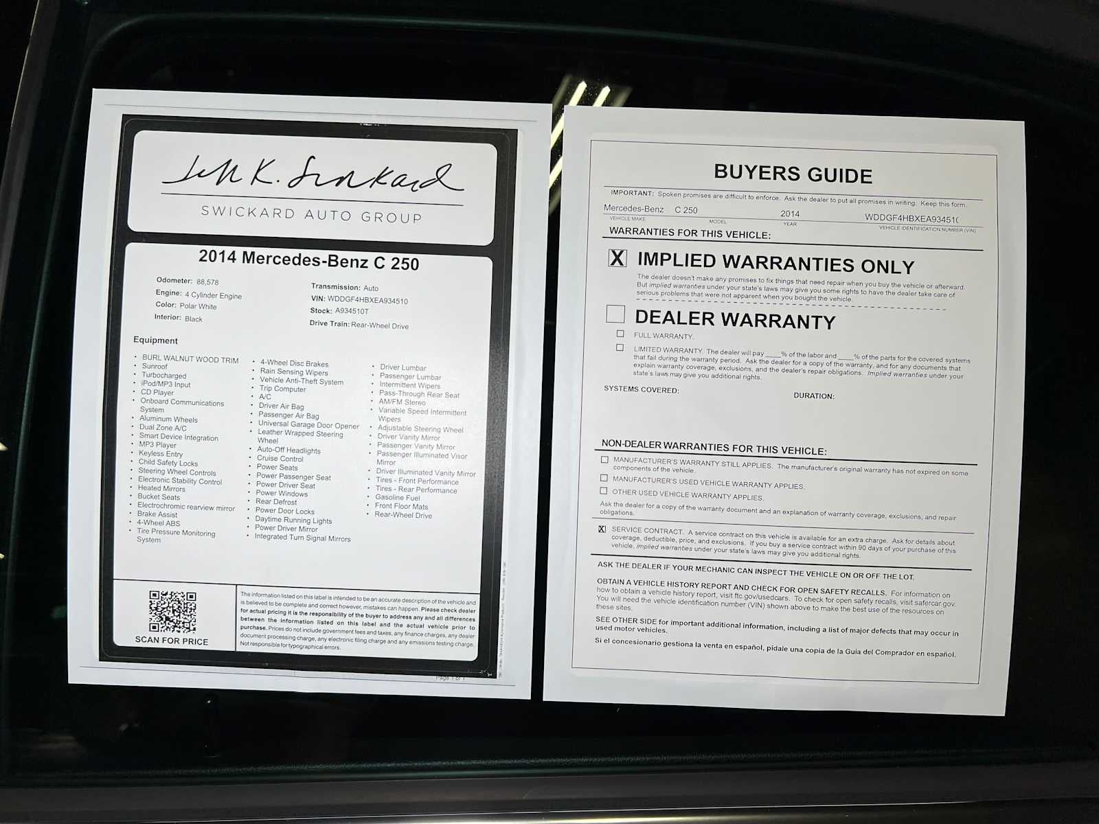 2014 Mercedes-Benz C 250 4dr Sdn RWD