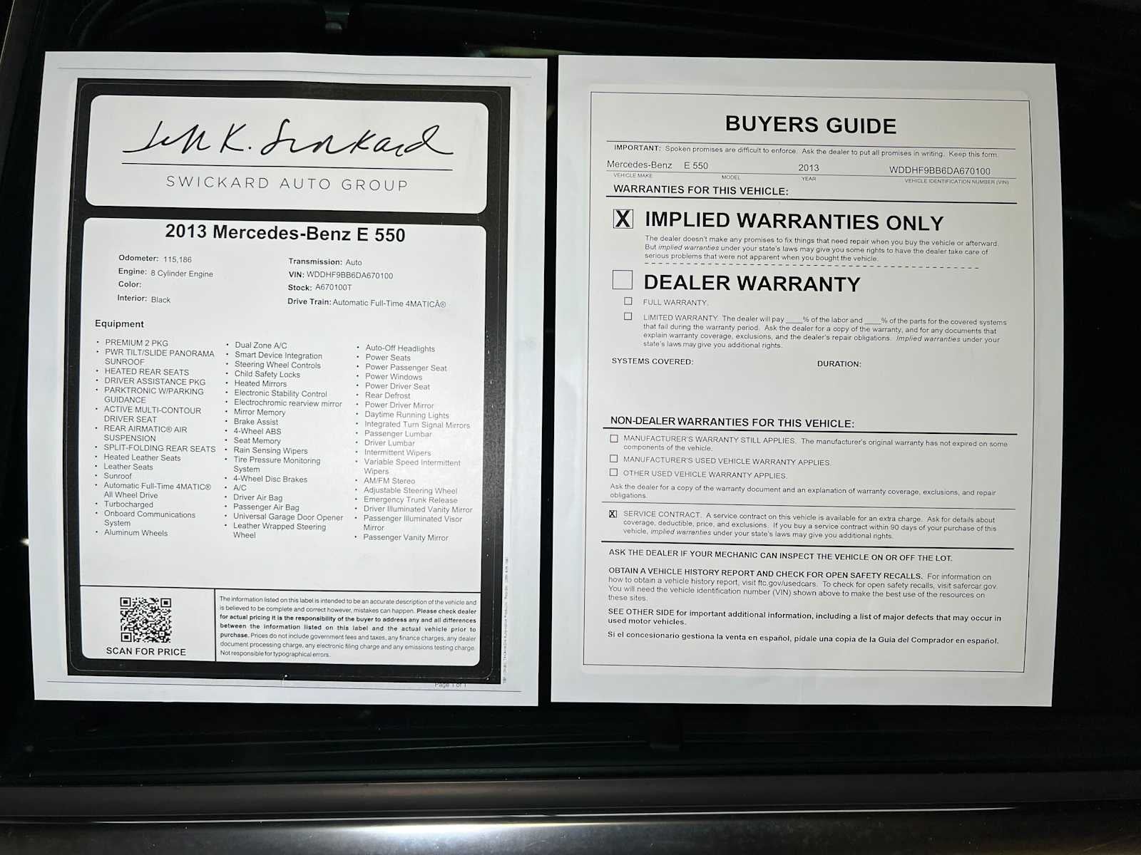 2013 Mercedes-Benz E 550 4dr Sdn 4MATIC®