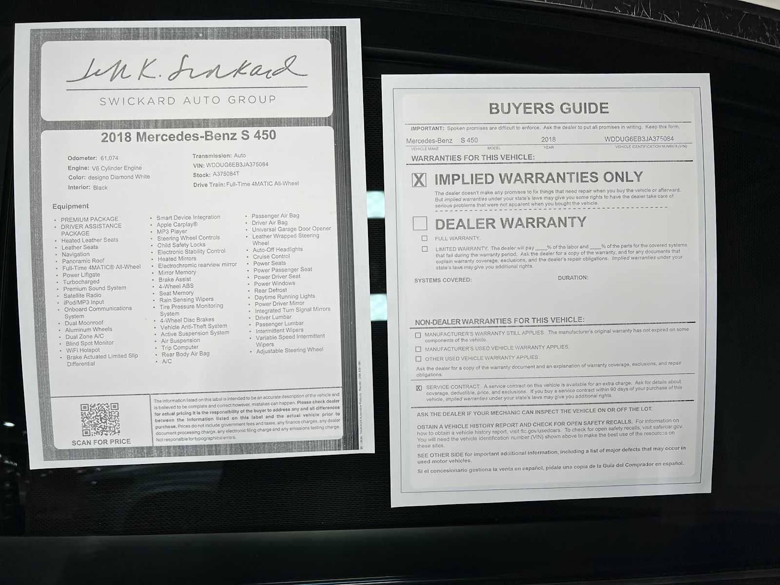 2018 Mercedes-Benz S 450 4MATIC® Sedan