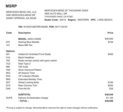 2024 Mercedes-Benz C-Class C 300