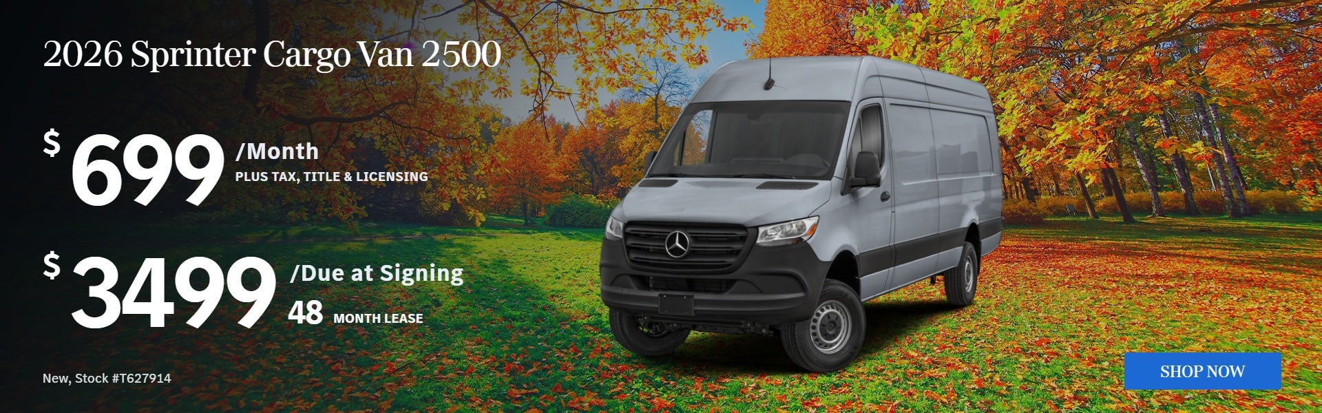 2026 Sprinter Cargo Van 2500: $699/mo