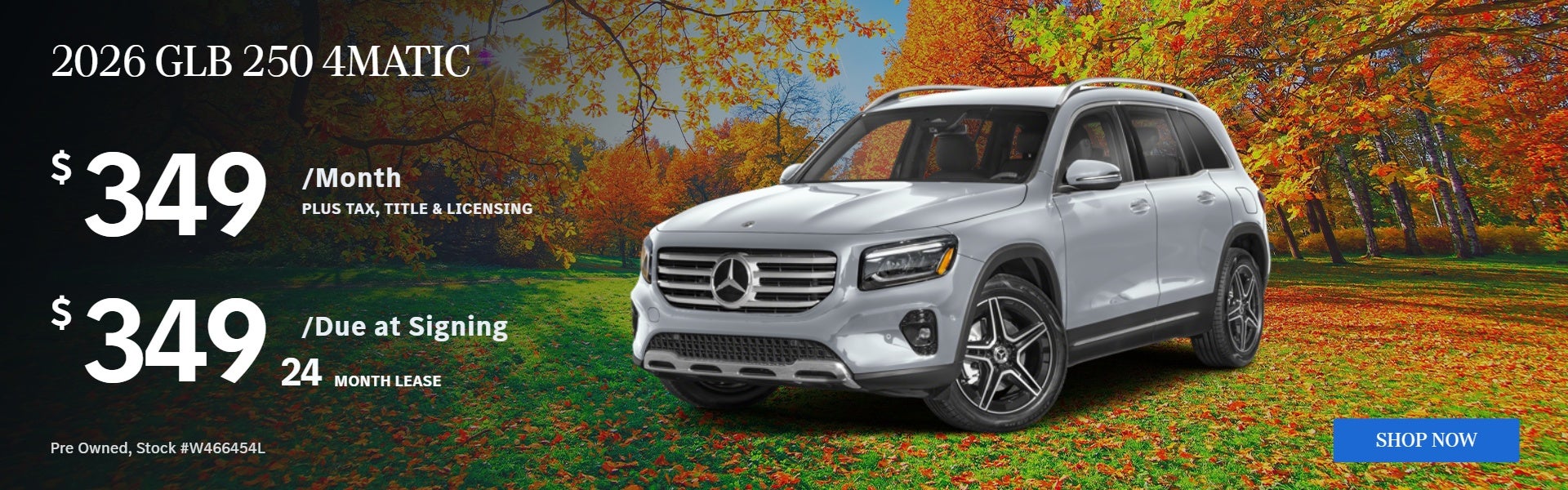 2026 GLB 250 4MATIC: $349/mo